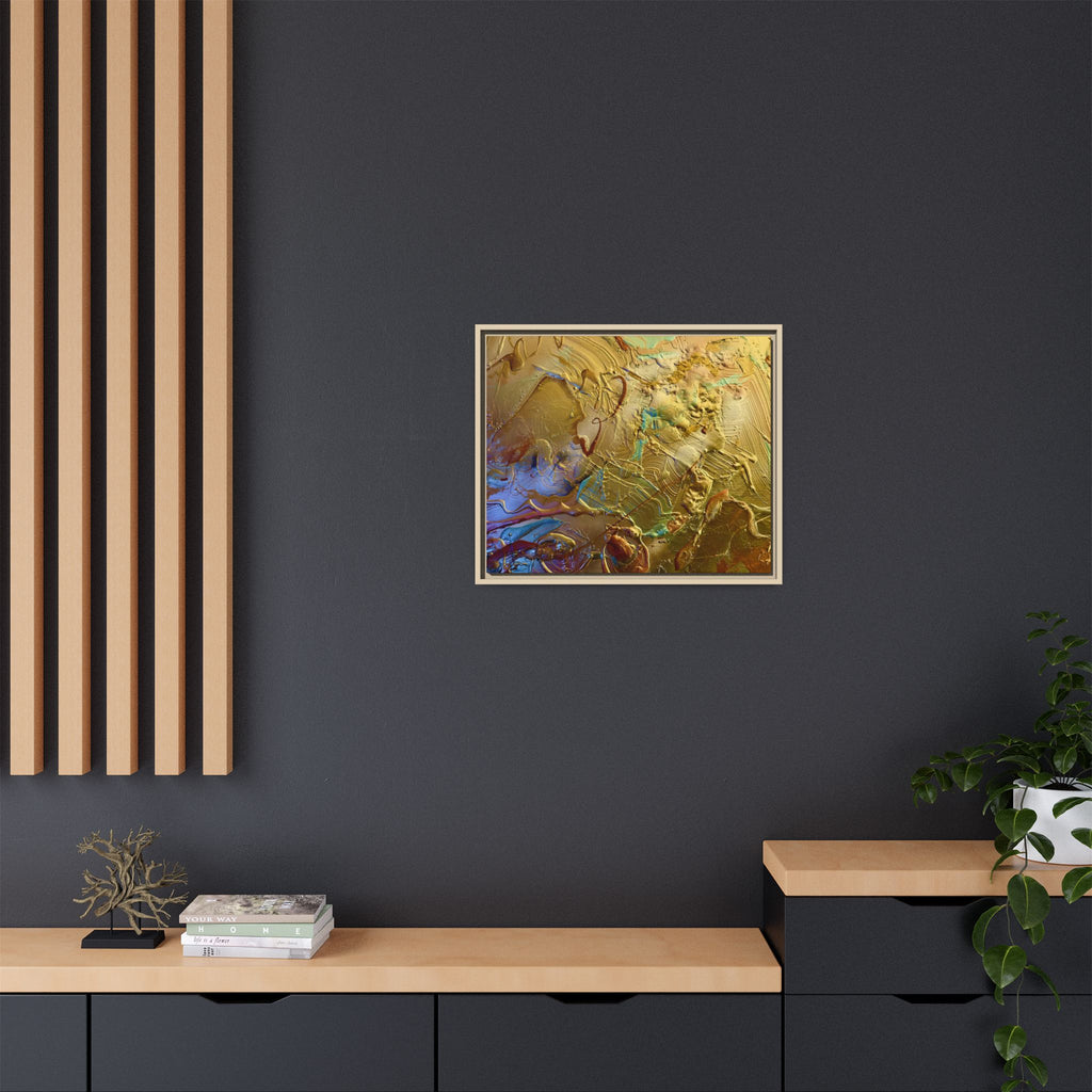Framed Abstract Metallic Gold Canvas Print — Modern Textured Wall Art