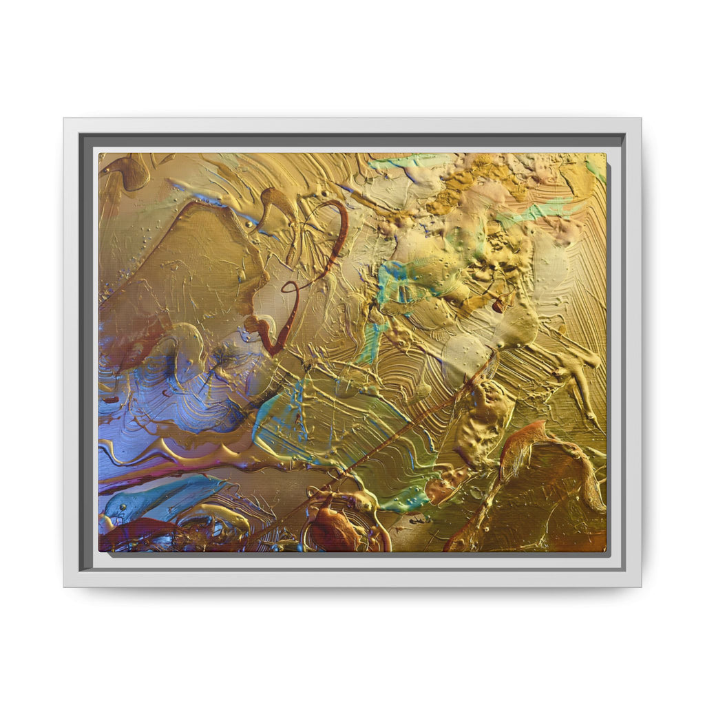 Framed Abstract Metallic Gold Canvas Print — Modern Textured Wall Art