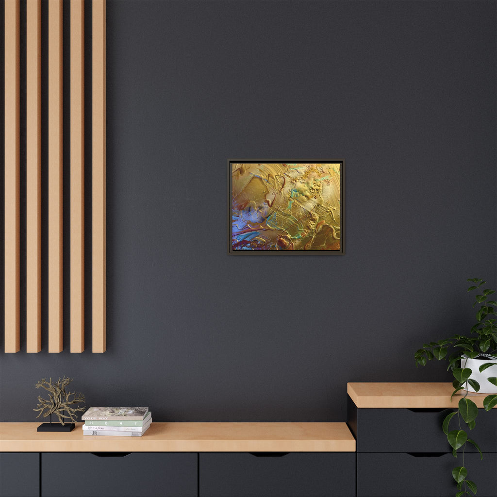 Framed Abstract Metallic Gold Canvas Print — Modern Textured Wall Art