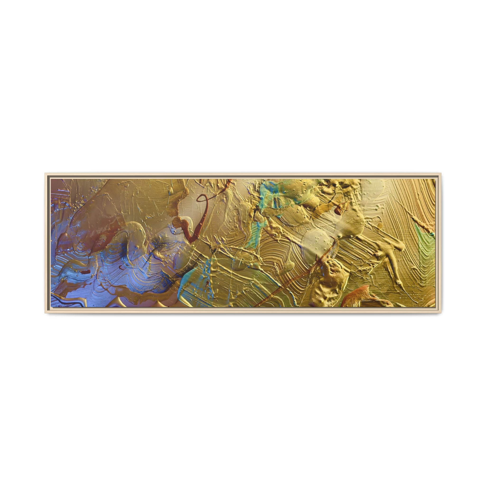 Framed Abstract Metallic Gold Canvas Print — Modern Textured Wall Art
