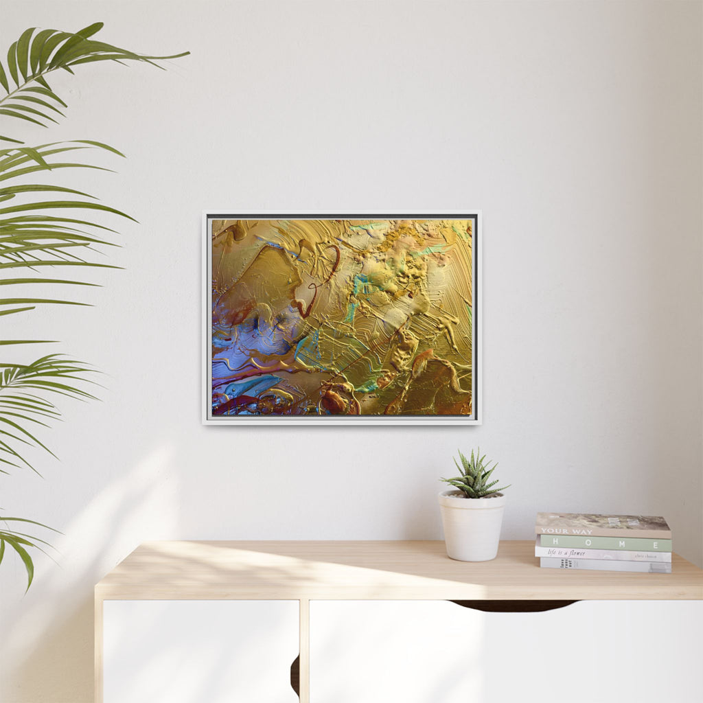 Framed Abstract Metallic Gold Canvas Print — Modern Textured Wall Art