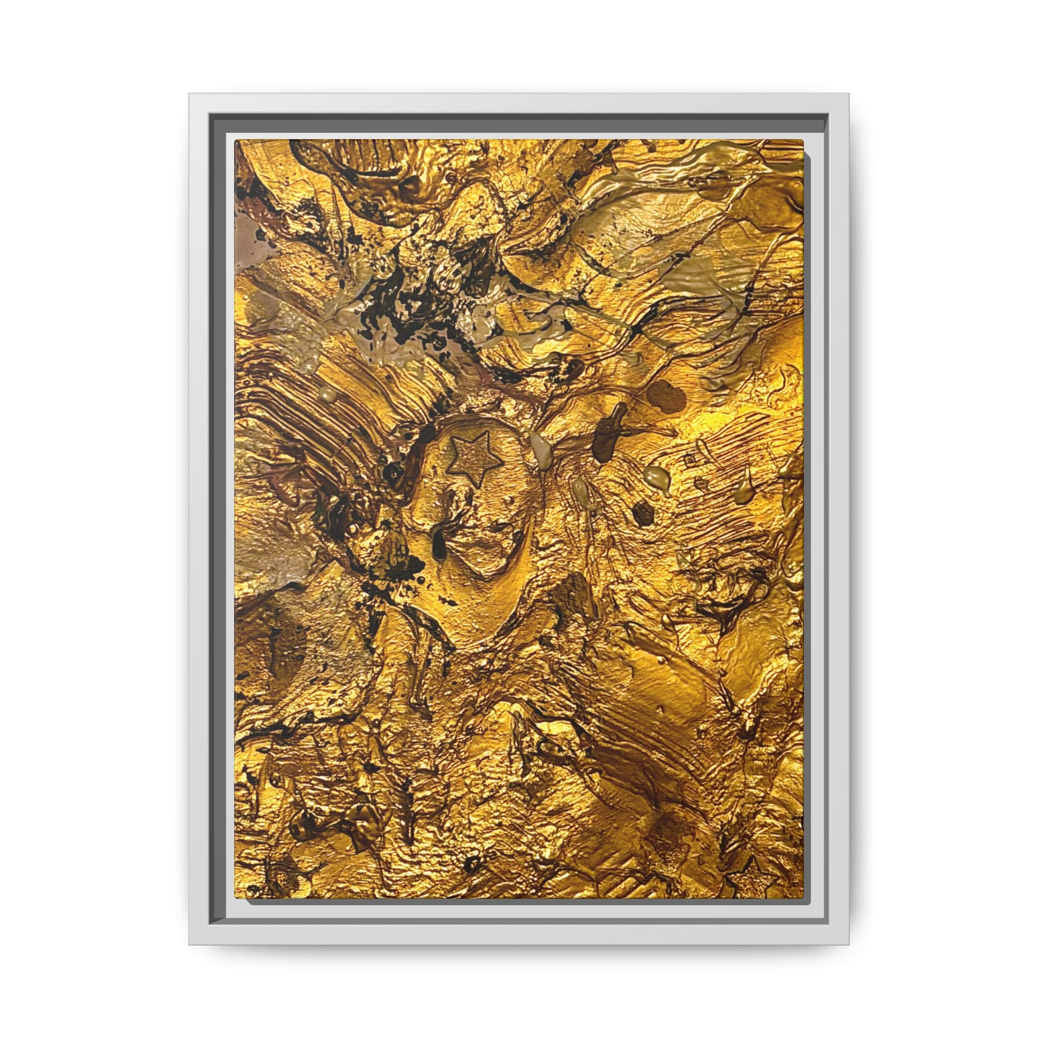 Framed Abstract Gold Marbled Canvas Art – Luxe Wall Decor