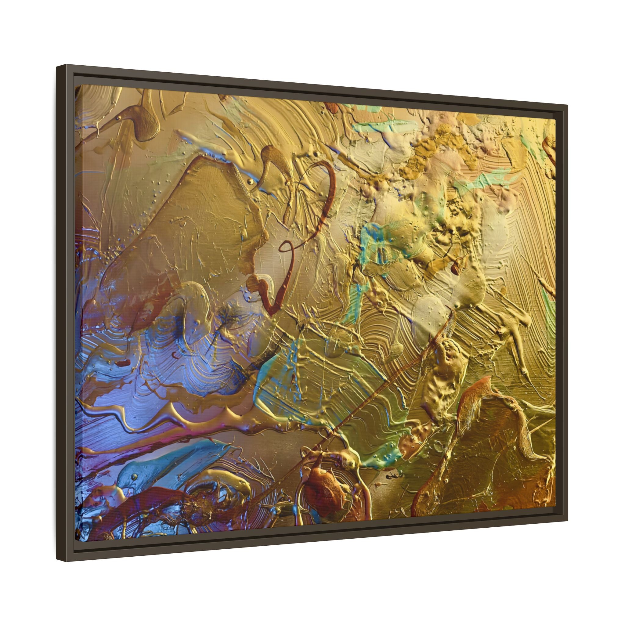 Framed Abstract Metallic Gold Canvas Print — Modern Textured Wall Art