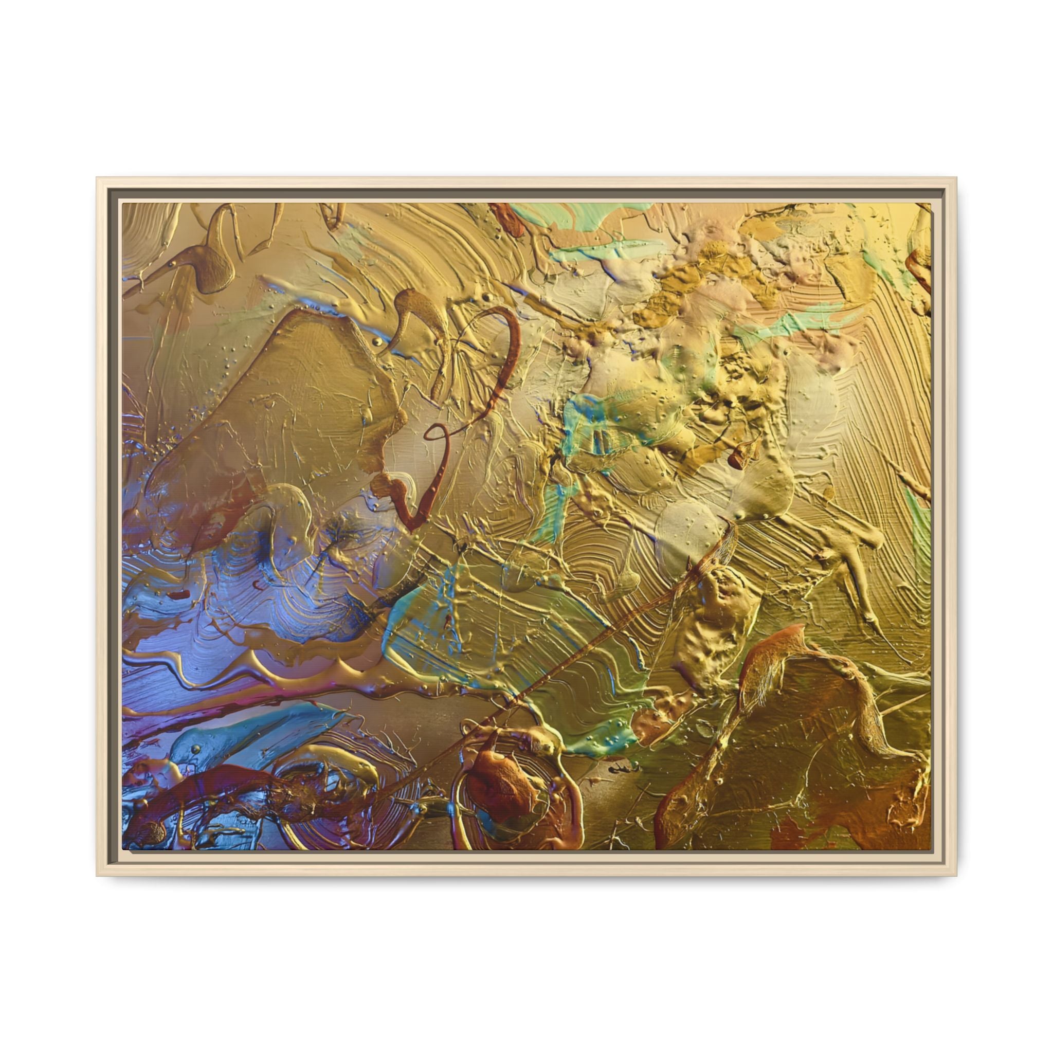 Framed Abstract Metallic Gold Canvas Print — Modern Textured Wall Art