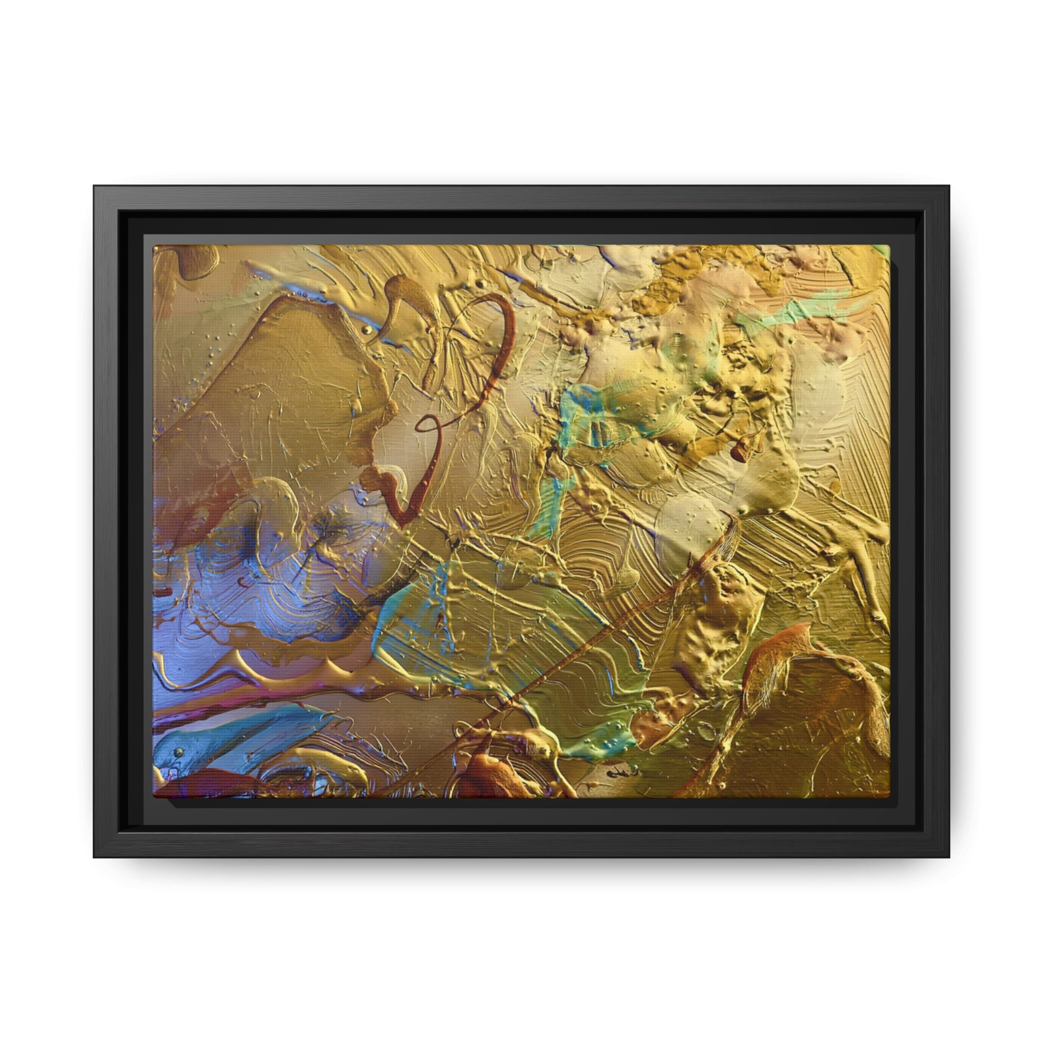 Framed Abstract Metallic Gold Canvas Print — Modern Textured Wall Art