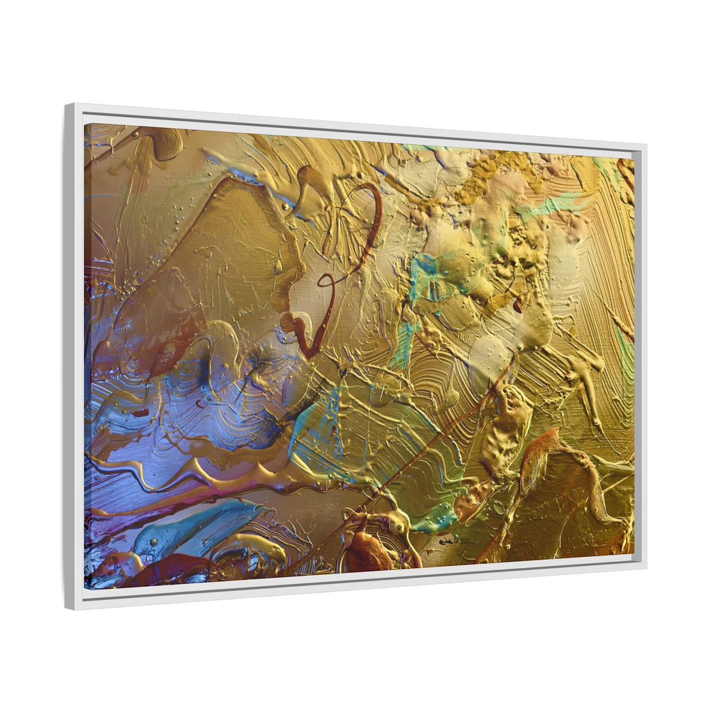 Framed Abstract Metallic Gold Canvas Print — Modern Textured Wall Art