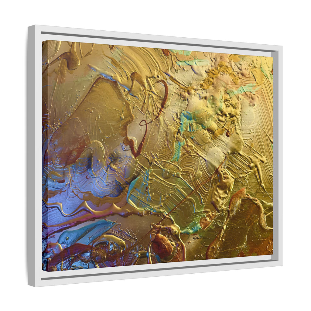 Framed Abstract Metallic Gold Canvas Print — Modern Textured Wall Art