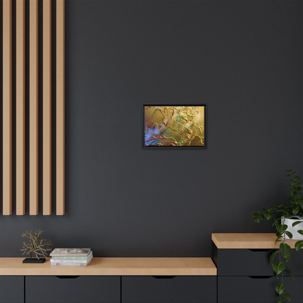 Framed Abstract Metallic Gold Canvas Print — Modern Textured Wall Art